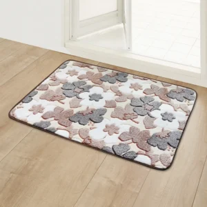 Floral Fleece Home Entrance Anti-Slip Doormat Foot Rug