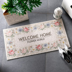 Modern Floral Style PVC Non-Slip Silk Loop Doormat