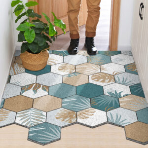 PVC Hexagon Leaf Remove Mud Non-Slip Doormat, Can Be Cut Mat