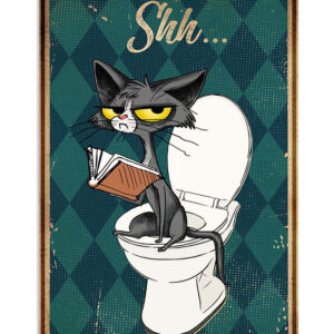 Books Lover Funny Cat In Toilet Shh Books Reader Poster