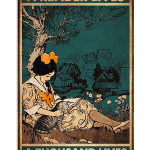 Books Lover Girl And Cat A Reader Lives A Thousand Lives Books Reader Poster