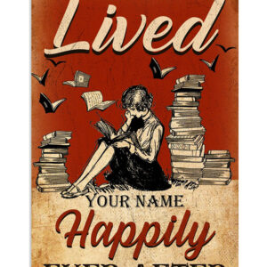 Books Lover Personalized Woman's Name And She Lived Happily Books Reader Poster
