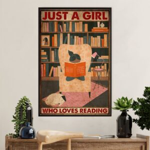 Books Lover Poster Prints | Just A Girl Who Loves Reading | Wall Art Gift for Books Reader