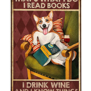 Cute Pembroke Welsh Corgi Prints Book Wine Know Things Corgi Lover Poster