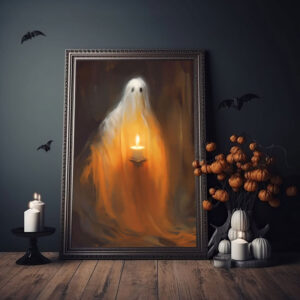 Ghost Holding A Candle, Gothic art Poster, Art Poster Print, Haunting Ghost, Halloween Decor, Spooky Gothic Printable, Wall Decor - Best gifts your whole family