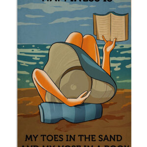 Happy Girl Reading Book Sand Sea Ocean Lover Poster