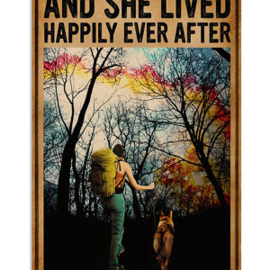 Hiking Girl And Dog She Lived Happily Poster